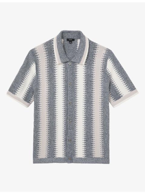 REISS Dale Striped Short-Sleeve Knitted Shirt
