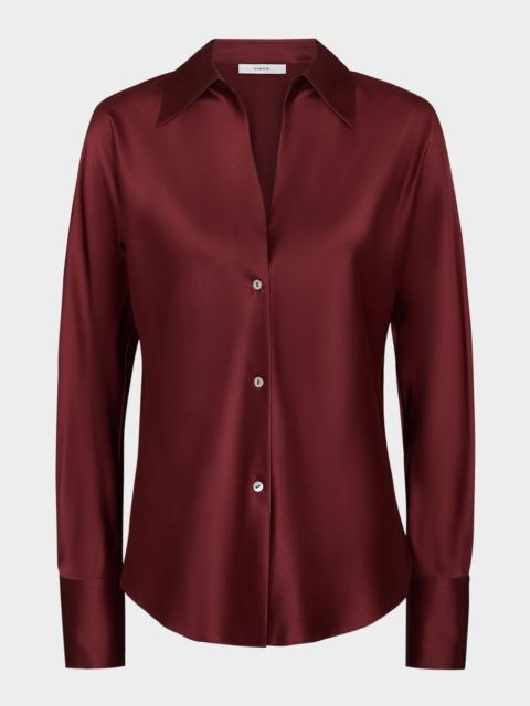 Vince Bias Silk Long-Sleeve Blouse