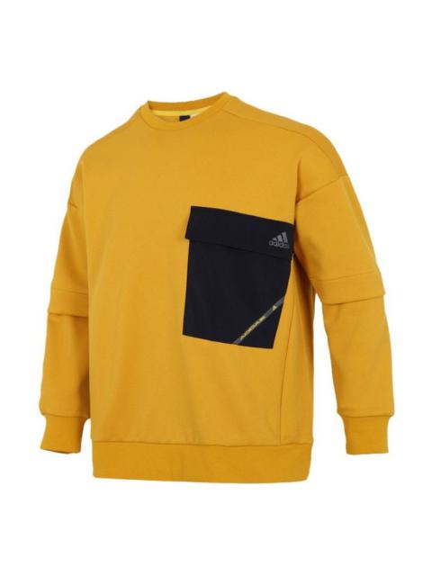 adidas Men's adidas Contrasting Colors Pocket Sports Round Neck Pullover Yellow H39349