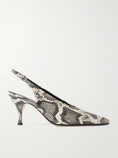 Aeyde Carla Snake-effect Leather Slingback Pumps