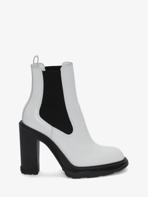 Alexander McQueen Tread Heeled Chelsea Boot in Ivory/black