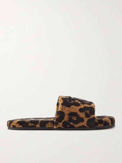 Harrison Logo-Embroidered Leopard-Print Terry Sandals