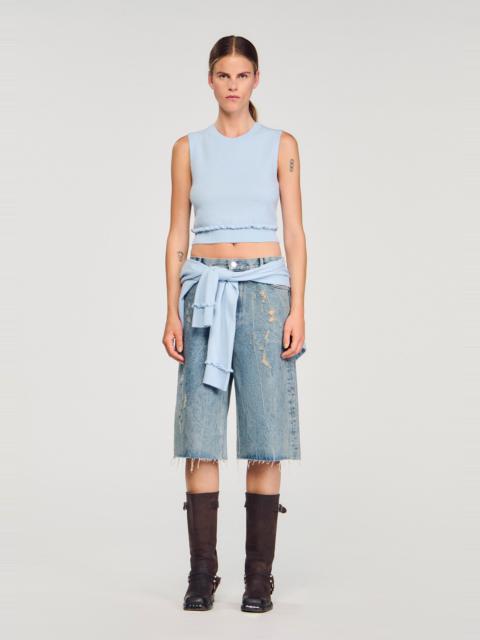 Sandro RUFFLED CROPPED SWEATER