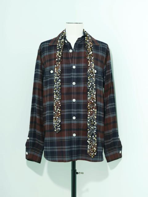 sacai Bijou Embroidery Plaid Flannel Shirt