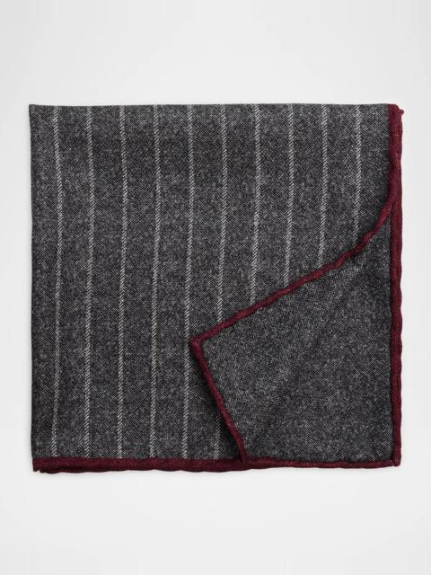 Brunello Cucinelli Men's Fine Stripe Double-Face Silk Pocket Square