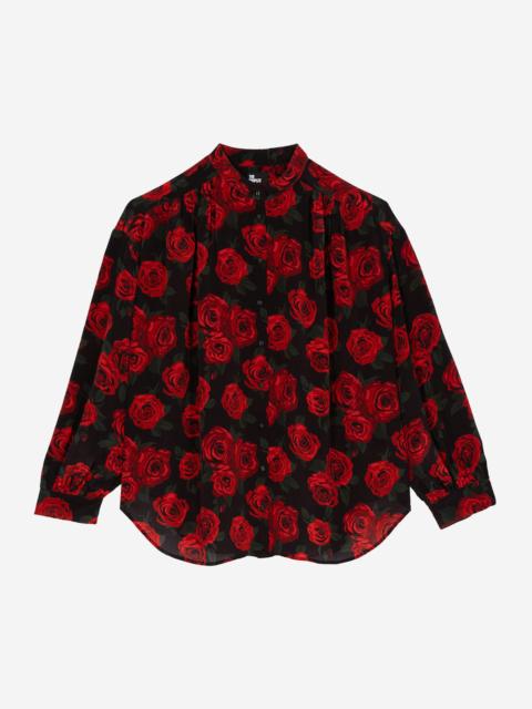 The Kooples LOOSE-FITTING BLACK FLORAL PRINT SHIRT