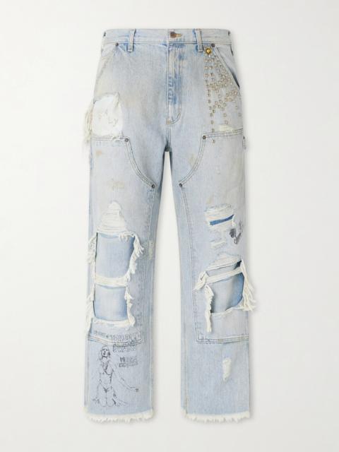 Paly Straight-Leg Distressed Studded Jeans
