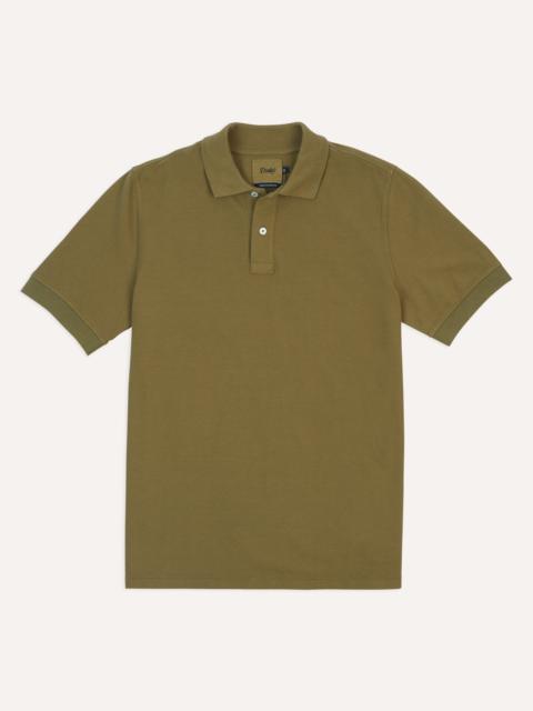 Drake's Khaki Piqué Cotton Polo Shirt