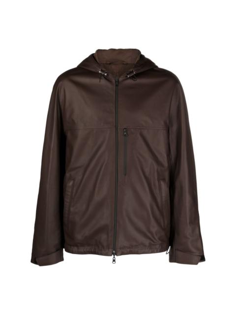 leather hooded jacket