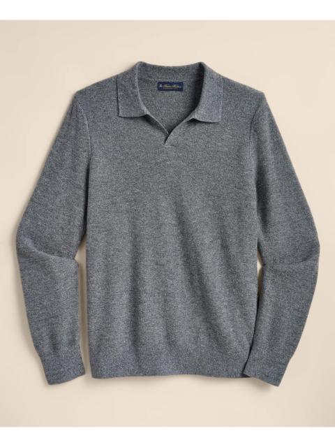 Brooks Brothers Silk Shetland-Texture Johnny Collar Sweater
