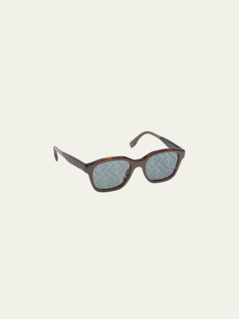 FENDI Men's FF-Lens Bi-Layer Acetate Square Sunglasses