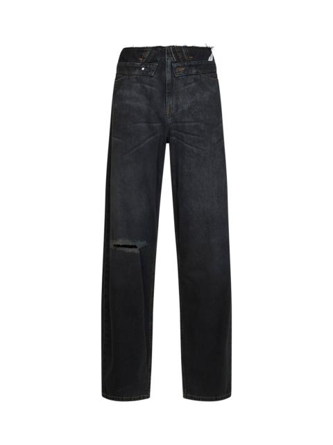 MM6 Maison Margiela Dark blue straight-leg denim jeans with double waistband