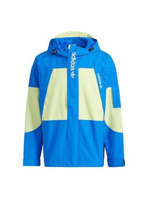 adidas originals Logo Printing Colorblock Woven Sports Hooded Jacket Blue H07079