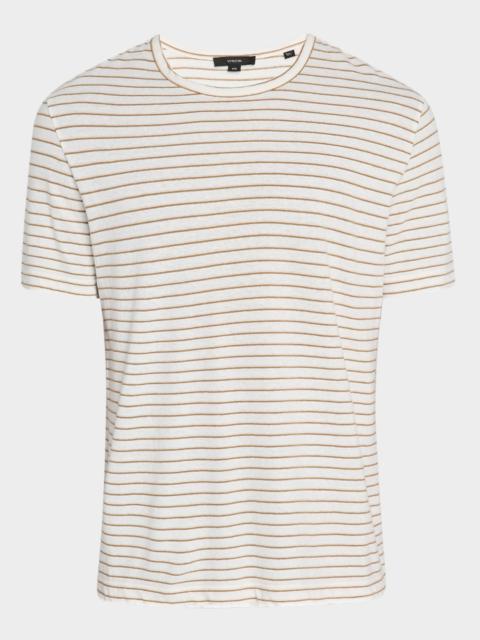 Vince Men's Linen and Cotton Pinstripe Crewneck T-Shirt
