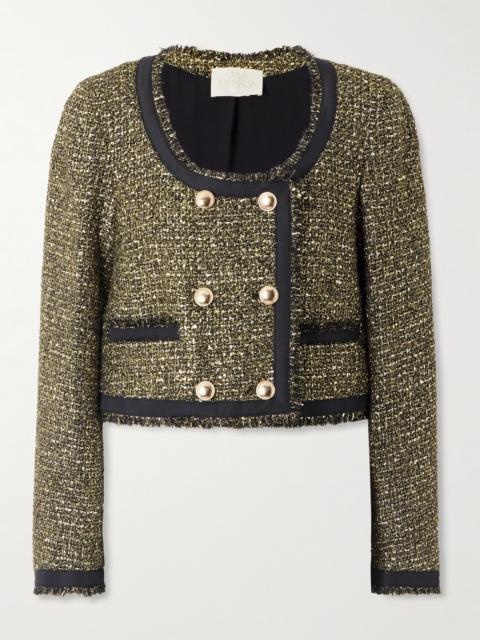 ULLA JOHNSON Anisa Double-breasted Grosgrain-trimmed Metallic Tweed Jacket