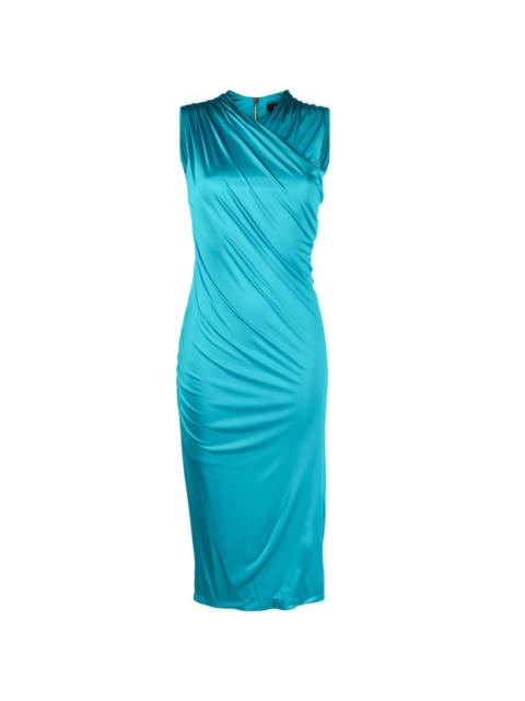 ruched sleeveless midi dress