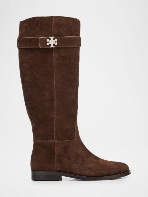 TORY BURCH Turnlock Suede Knee-High Riding Boots