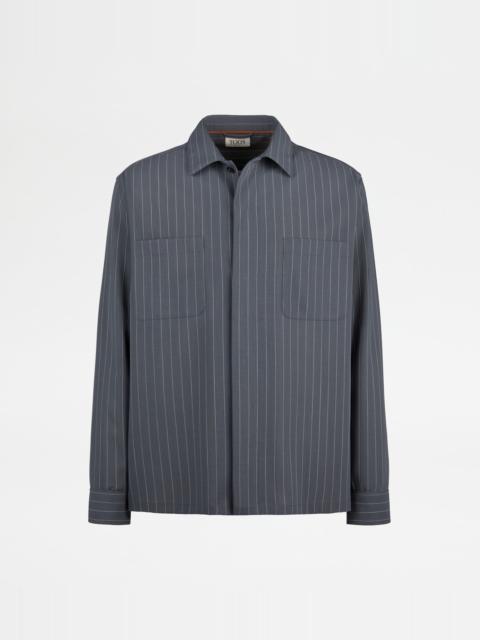 Tod's SHIRT IN PINSTRIPE WOOL - GREY