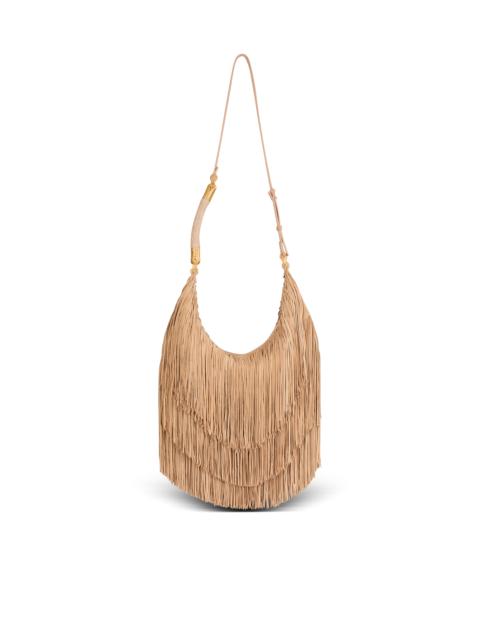 Balmain Ébène Hobo Large fringed suede bag