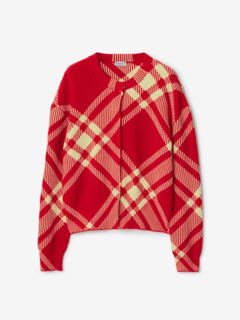 Burberry Check Wool Blend Cardigan