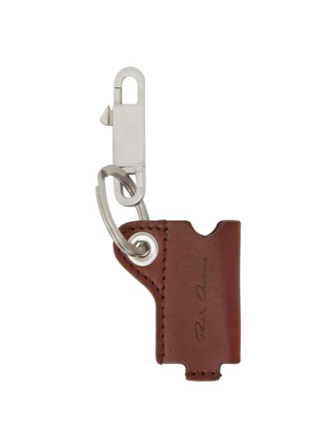 Rick Owens Burgundy & Silver Mini Lighter Holder Keychain