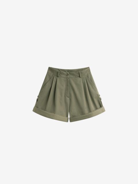 The Frankie Shop Rozane Pleated Cuff Shorts - Olive