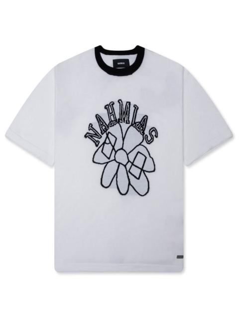 NAHMIAS KNIT FLOWER BOXY TEE - WHITE