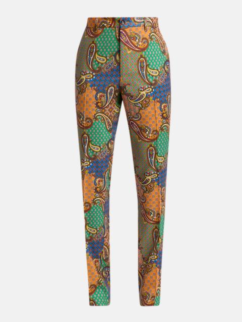 Etro Men's Wool Patchwork Flat-Front Trousers