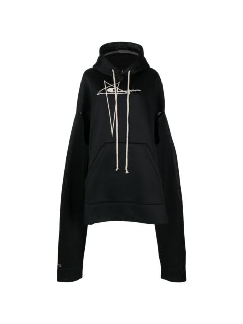 logo-embroidered pocketed hoodie