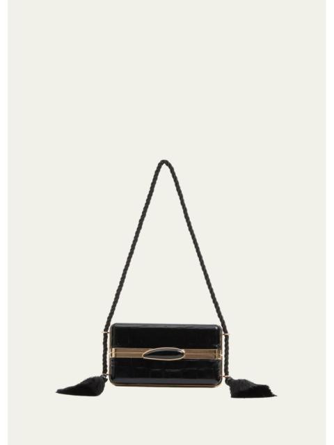 SIMKHAI Roma Croc-Embossed Leather Shoulder Bag