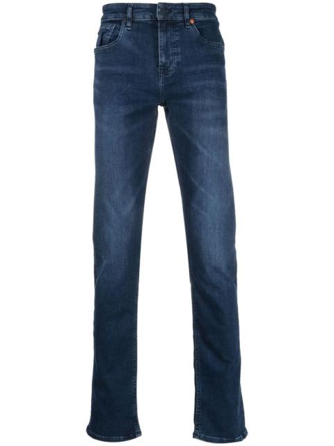 BOSS mid-wash logo-patch jeans