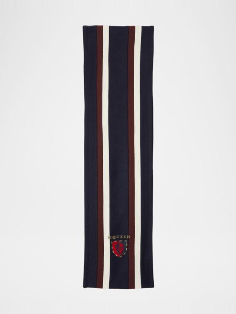 Alexander McQueen Striped Scarf W/ Logo Crest