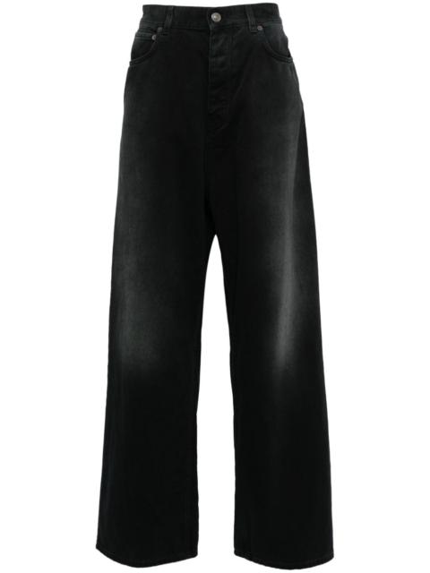 BALENCIAGA Denim 크기 스티커 Baggy 바지 검정