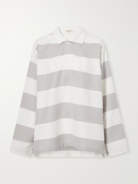 MARRAKSHI LIFE The Rugby striped cotton Oxford shirt Gray
