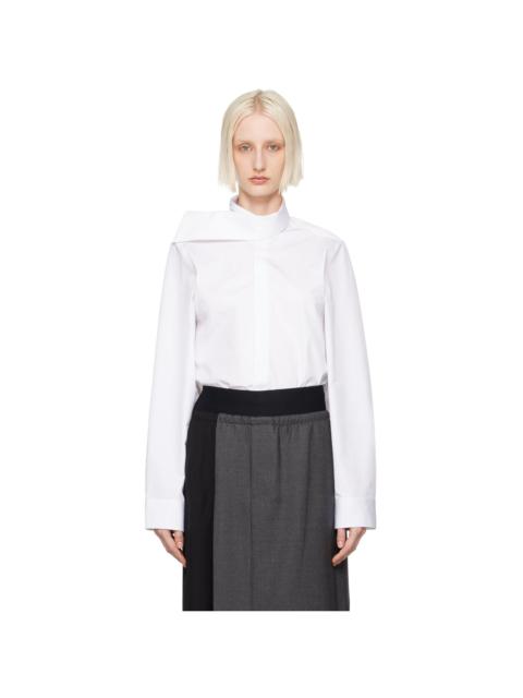 ALAINPAUL White Scarf Collar Shirt