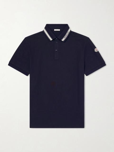 Moncler Logo-Appliquéd Honeycomb-Knit Cotton Polo Shirt