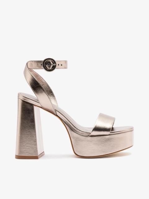 Larroudé Dolly Platform Sandal Dusky Gold Leather