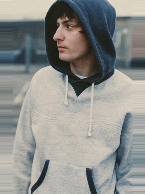 Nudie Jeans NUDIE JEANS GUNDE HOODIE EMBO WAVE GREYMELANGE