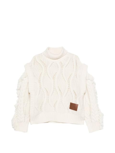 GOLDBERGH Kyomi fringed-detail cable-knit sweater