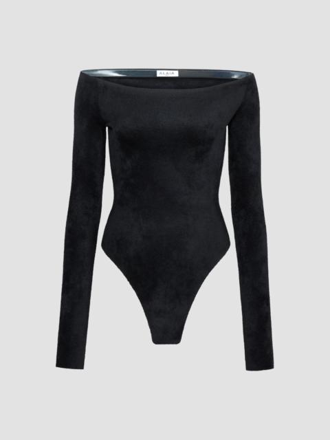 Alaïa Women's Off-The-Shoulder Velvet Bodysuit - Noir Alaia