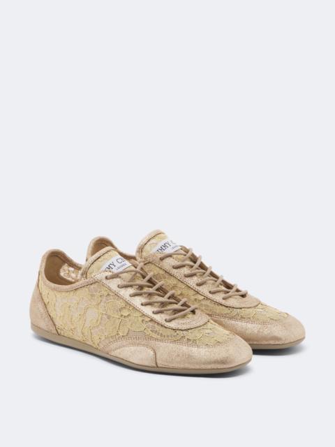 JIMMY CHOO Sunny suede-trimmed lace sneakers
