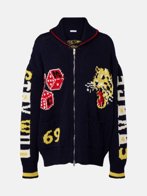 Stella McCartney Intarsia cotton zip-up cardigan