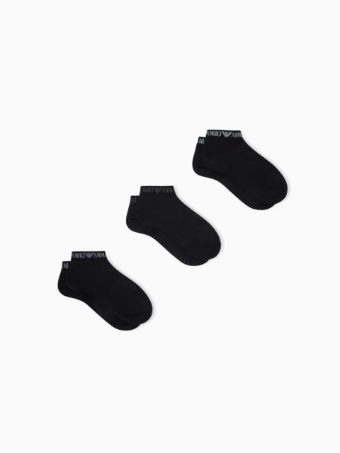 EMPORIO ARMANI THREE-PACK OF EXTENDED LOGO ANKLE SOCKS