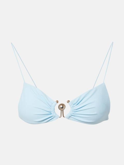 CHRISTOPHER ESBER Ring-detail ruched bikini top