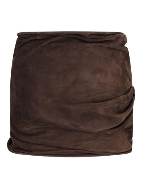 MAGDA BUTRYM rose-detail suede skirt