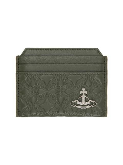 Vivienne Westwood Green Embossed Nappa Slim Card Holder