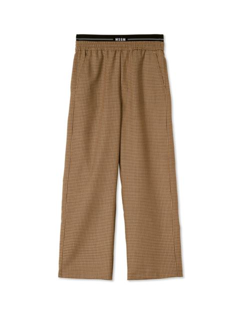 MSGM Double pleated wool trousers with "Micro Check Wool" motif