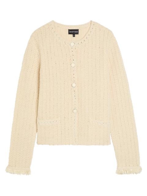 EMPORIO ARMANI Emporio Armani Fringed Cotton-blend Crochet Cardigan
