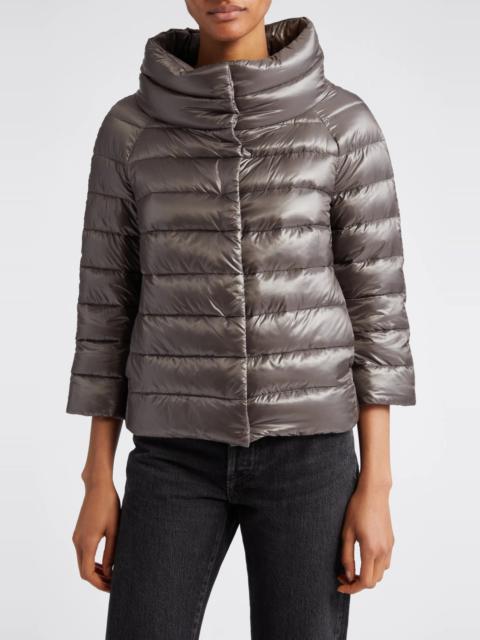 Metallic Ultralight Water Resistant Down Puffer Jacket