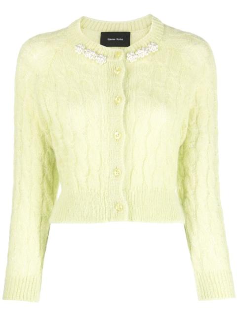 Simone Rocha faux pearl-detail knitted cardigan